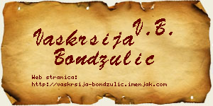 Vaskrsija Bondžulić vizit kartica